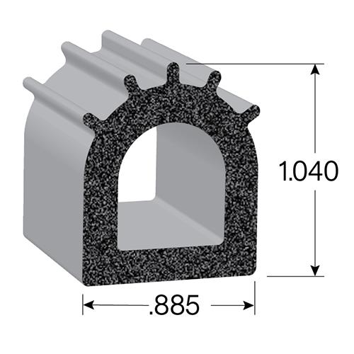 D-shaped weather-stripping rubber seal with dimensions